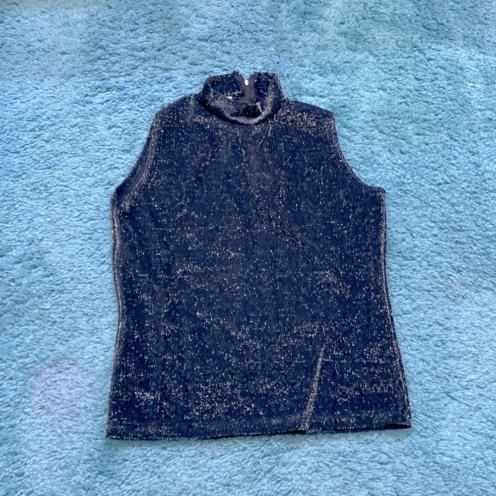 Shimmery tank top. Size Petite M. Dark blue.